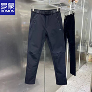羅蒙戶外三防軟殼沖鋒褲男春秋新品潮牌純色歐美簡約風輕奢速干長褲男 黑色【純色百搭】 29 95-115斤
