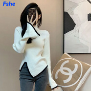 FSHE2025新款針織毛衣女秋冬修身內(nèi)搭長袖打底衫女高領(lǐng)毛衣女洋氣時尚 白色 M 建議95-105斤穿
