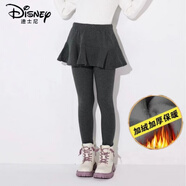 迪士尼女童純·棉打底褲春秋保暖假兩件寶寶裙褲秋冬季外穿加厚兒童褲子 深灰色    / 加絨加厚 2 110 碼