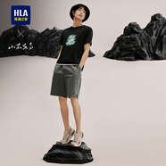 HLA海瀾之家T恤男24新款山不在高涼感短袖男夏季大碼HNTBW2W098A 涼感抗菌-黑色花紋8X XL 180/96A