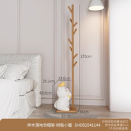 可愛(ài)衣架收納置物架裝飾品衣架掛衣家用臥室床頭客廳落地擺件 櫸木落地衣帽架-樹(shù)脂小貓