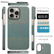 Pinkson凱夫拉蘋(píng)果16保護(hù)套iPhone16ProMax手機(jī)殼輕防摔男士超薄全包磨砂硬殼芳綸碳纖維散熱新款商務(wù)高檔 【磁吸Magsafe-鈦金波浪紋】提花編織 【iPhone16 Pro Max