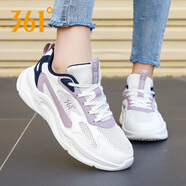361°女鞋跑步鞋女運(yùn)動鞋透氣夏季休閑鞋網(wǎng)面361度輕便學(xué)生旅游鞋子R 羽毛白/油墨藍(lán)714F 40