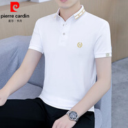 皮爾卡丹（pierre cardin）2025新款夏季翻領(lǐng)男士短袖t恤潮流青年冰絲棉帶領(lǐng)體恤半袖polo.衫 1001白色 M 【95-115斤】