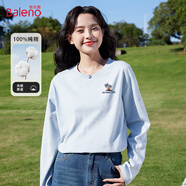班尼路（Baleno）100%純棉長(zhǎng)袖T恤男女春秋季2024年簡(jiǎn)約打底上衣