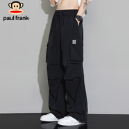 大嘴猴（paul frank）冰絲褲子男士夏季速干休閑褲男闊腿工裝褲運動(dòng)男褲 武士黑 2XL