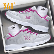 361°女鞋網(wǎng)鞋女款跑鞋透氣休閑鞋子網(wǎng)面鞋春季跑步鞋361度官方運動鞋 灰/深紫-2210 36