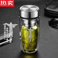 項(xiàng)尚飛德國(guó)進(jìn)口品質(zhì)雙層中空鋼化玻璃杯摔不爛的保溫水杯茶水分離男士防 M52-有緣人弧度剛本銀 300ml