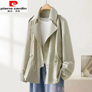 皮爾卡丹（pierre cardin）早秋風(fēng)衣女士2025秋季新款上衣秋薄款短款外套女百搭短款風(fēng)衣 米灰色 XL