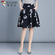 啄木鳥(niǎo)碎花裙子高腰a字裙半身裙女2025春夏秋冬季新款提花松緊短裙蓬蓬 百合花955# (松緊腰帶安全褲 輕 2XL 建議135-155斤
