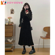 VOYDOVE法式細(xì)閃絲絨吊帶裙打底衫套裝女春秋大碼胖mm顯瘦韓系穿搭一整套 套裝【z】 M 【80-100斤】