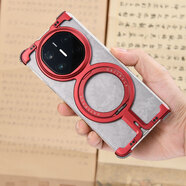 派凡適用于華為matex6手機殼金屬無(wú)邊框x5典藏版折疊屏保護套磁吸帶支架半包外殼X3超薄防摔支點(diǎn)殼新款 紅色【x6/x6典藏版通用-帶旋轉磁吸支架】