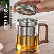 泥也泡茶杯玻璃茶水分離水杯綠茶304不銹鋼內膽帶過(guò)濾男士辦公杯