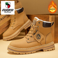 西域駱駝（VANCAMEL）特大碼馬丁靴男款2025新款四季款高幫工裝靴子男士46厚底47增高48 卡其 加絨款 47