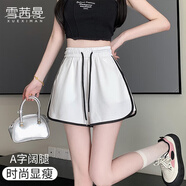 雪茜曼家居褲女休閑高腰彈力抽繩運動(dòng)短褲棉質(zhì)透氣寬松顯瘦健身褲白色XL