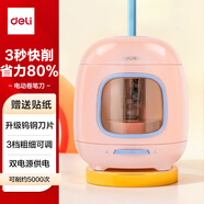 得力（deli）學(xué)生電動(dòng)卷筆刀鉛筆卷削器學(xué)生文具3檔粗細(xì)可調(diào)轉(zhuǎn)筆刀鎢鋼刀片雙電源削筆機(jī)削筆刀 生日開學(xué)禮物粉