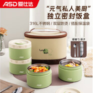 愛仕達(dá)（ASD）飯盒便當(dāng)盒可微波爐加熱上班族學(xué)生便攜餐盒4件套裝RWS04H10WP