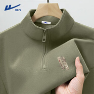 回力（Warrior）棉質(zhì)衛衣男秋冬男士運動(dòng)衣服青少年寬松半拉鏈立領(lǐng)外套 豆綠 L