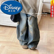 迪士尼（Disney）女童寬松哈倫褲韓國童裝2025春裝兒童牛仔褲子香蕉褲男童垮褲洋氣 圖片藍 170 cm