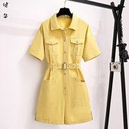 茵侈連體褲女裝夏2025年新款洋氣小個(gè)子收腰顯瘦韓版寬松工裝連體衣褲 黃色 S