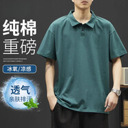森馬全棉短袖polo衫男士2025新款夏季純棉男款上衣寬松男生翻領(lǐng)T恤衫 3001墨綠色  常規(guī) XL
