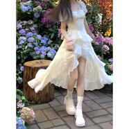 雷黛茜“夏夢花房”法式茶歇不規(guī)則前短后長裙擺收腰氣質(zhì)甜美方 主圖款 S 【建議80-100斤】