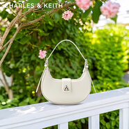 CHARLES&KEITH三角扣新月包腋下包單肩包包女包女友生日禮物CK2-50271205 粉白色Chalk S