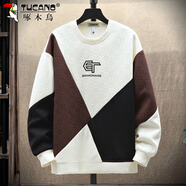 啄木鳥(niǎo)（TUCANO）衛(wèi)衣男春秋季寬松休閑圓領(lǐng)打底衫長(zhǎng)袖t恤男士衣服外套 米色 XL 