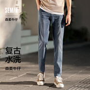 森馬森柔牛仔牛仔褲男小腳褲復(fù)古水洗褲子顯高顯腿長(zhǎng)103324124103