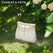 CHARLES&KEITH子母鏈條大容量流浪包托特包單肩斜挎包女包生日禮CK2-40671449 Cream奶白色 L