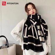 FitonTon女士圍巾冬雙面大披肩防寒加厚保暖圍脖送禮送媽媽中秋禮物禮盒裝