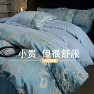 BLISS水星家紡出品歐式輕奢100支長絨棉全棉床上用品純棉四件套浮雕刺 朱麗葉(禮盒裝) 1.8m四件套 床單款 【被套200*230