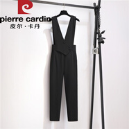 皮爾卡丹背帶褲女春裝2025新款褲子顯瘦高腰小腳哈倫蘿卜褲九分西褲連體褲 黑色 春裝 XL 115-125斤