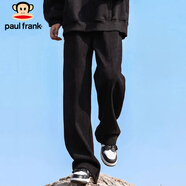 大嘴猴（paul frank）休閑褲男士秋冬季潮流直筒褲子男麥穗紋寬松長(cháng)褲男褲 黑色 2XL