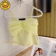 G.duck女童吊帶衫夏季新款兒童網(wǎng)紗外穿背心時(shí)髦百搭上衣嬰兒童裝潮 黃色 120