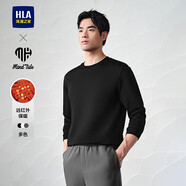 海瀾之家（HLA）T恤男25新亦心即為舒適保暖純色長(cháng)袖男春秋 黑色61 M 170/88A 推薦125~136斤