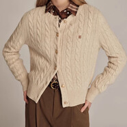 依戀秋冬新款老錢(qián)風(fēng)棉羊毛絞花毛衣圓領(lǐng)針織衫女EECKD4TE01 燕麥色 均碼 170/92al