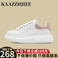 咖織（Kaazzhhee）小白鞋輕奢2024春季新款松糕厚底內(nèi)增高男女鞋情侶運(yùn)動(dòng)休閑板鞋 粉色尾【千元級(jí)品質(zhì)】禮盒包裝 37 女碼