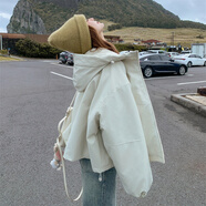 NYIG白色連帽工裝派克服棉服棉服女冬季2025新款小個(gè)子沖鋒衣式棉衣百 米白色 XS (建議95斤以內(nèi))