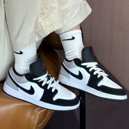 NIKE耐克aj1板鞋男女情侶春夏季新款低幫舒適防滑耐磨籃球鞋子女鞋 HF3188-106黑白灰（GS款） 36