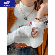 羅蒙（ROMON）針織衫毛衣女加絨保暖秋冬季2025新款內(nèi)搭加厚半高領(lǐng)一體絨打底衫 白色 S 80-95斤