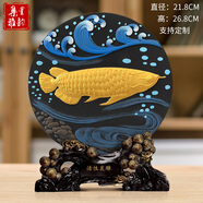 集里雅韻客廳玄關(guān)酒柜電視柜裝飾擺件新房間裝飾品創(chuàng)意家居活性炭雕工藝品 218CY金龍魚 松枝