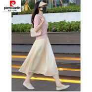 皮爾卡丹紗裙女半身裙2025春夏新款百褶傘裙大碼中長(zhǎng)款超仙女琉璃網(wǎng)紗長(zhǎng)裙 杏色 XL