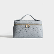 CALCULAT&KEENCK女包LP19手提包新款gigi同款凱利方盒化妝包金色扣子輕奢單肩包 灰藍L19【金扣】 常規包裝(五金源標)