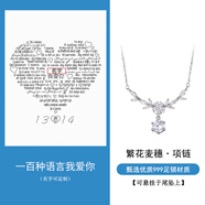 銀千惠999足銀項(xiàng)鏈女士麥穗吊墜高級(jí)感輕奢七夕情人節(jié)生日禮物送女朋友 繁花若夢(mèng)項(xiàng)鏈+投影專屬告白配件(可定制) 七夕節(jié)女生禮物/玫瑰花禮盒送老婆/配首飾證書(shū)