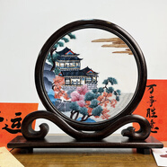 蘇州刺繡擺件手工蘇繡熊貓擺臺(tái)中國(guó)風(fēng)飾品雙面繡精美臺(tái)屏商務(wù)禮品 江南水鄉(xiāng)2