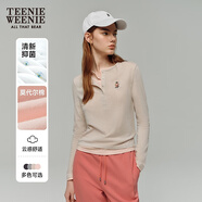 Teenie Weenie小熊女裝長(cháng)袖抑菌T恤2025秋新款復古美式假兩件打底 卡其色 M (165)