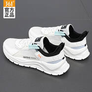 361°男鞋秋季運動鞋子男跑步鞋軟底網(wǎng)面透氣休閑跑鞋學(xué)生戶外運動百搭 羽毛白/曜石黑 -12 44