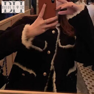 半繪黑色毛絨小香風(fēng)外套女春秋冬季設(shè)計(jì)感小眾炸街外套春秋款女上 黑色【春秋款】 常規(guī) L 建議100115斤