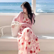 妃莉杋（FeiLiFan）法式碎花連衣裙女裝2025新款春季穿搭一整套粉色開(kāi)衫氣質(zhì)吊帶裙子 粉色開(kāi)衫+吊帶裙 XL 【建議115-130斤】